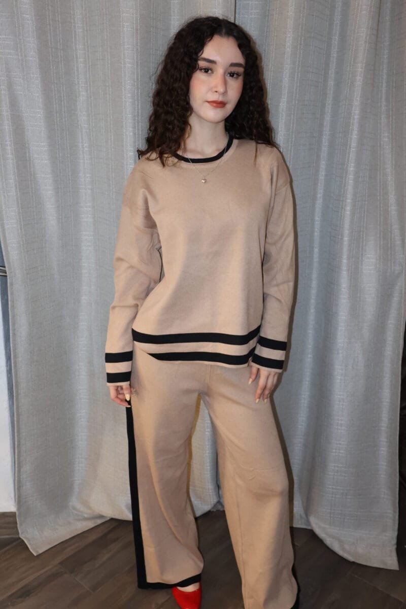 Set pants café claro con negro