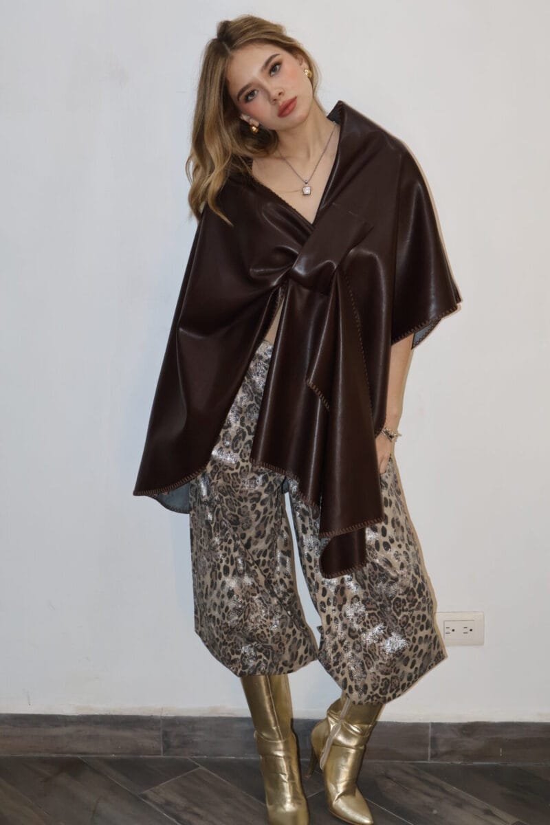 Poncho vinipiel burgundy - Image 2