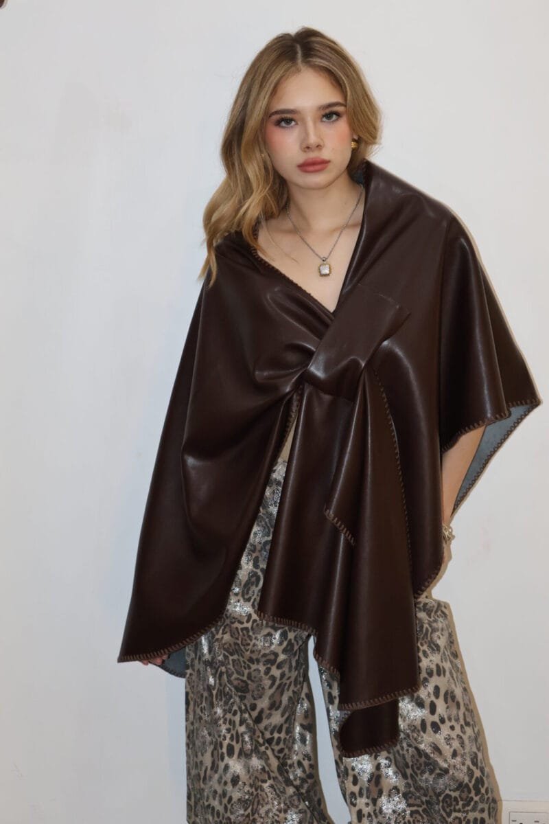 Poncho vinipiel burgundy - Image 3