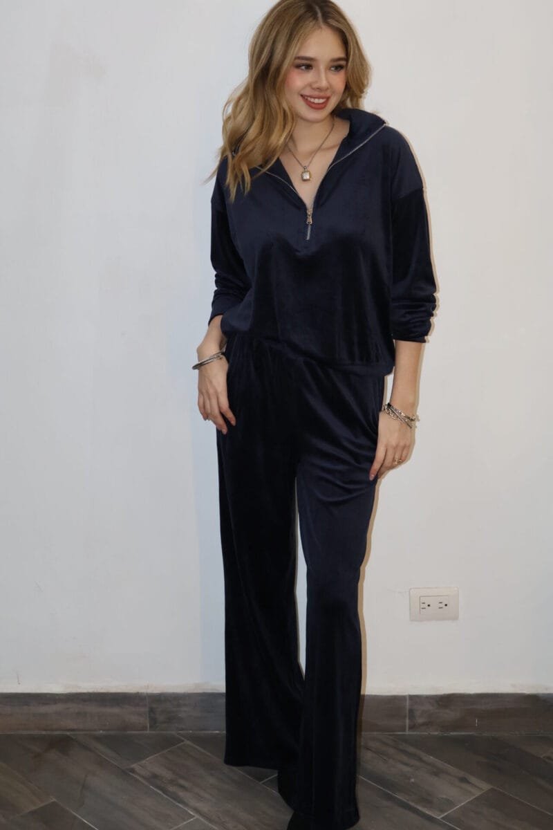 Set de pants azul con zíper - Image 2