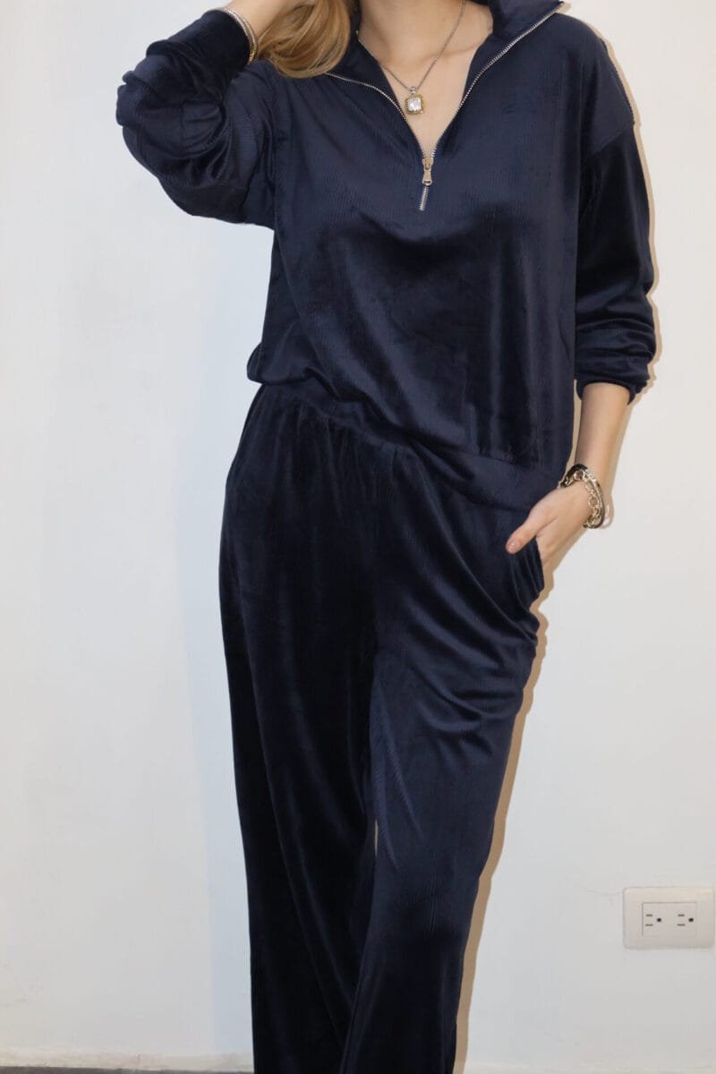 Set de pants azul con zíper - Image 3