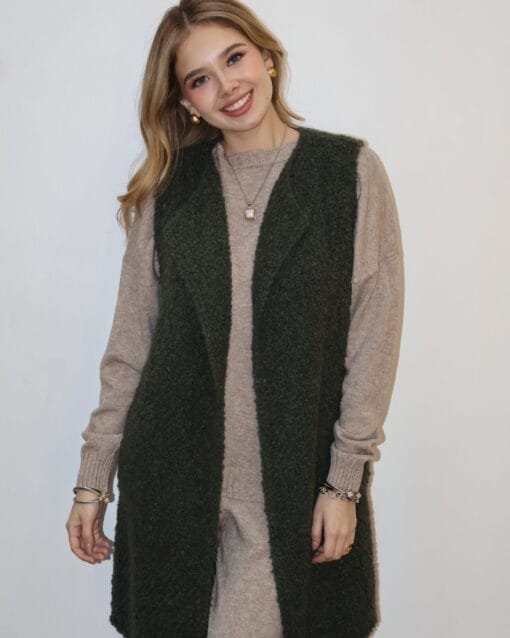 chaleco afelpado verde
