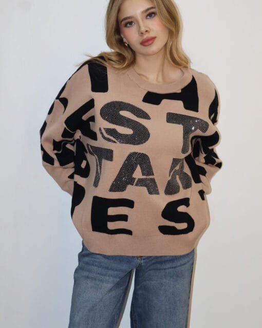 sueter cafe estampado letras