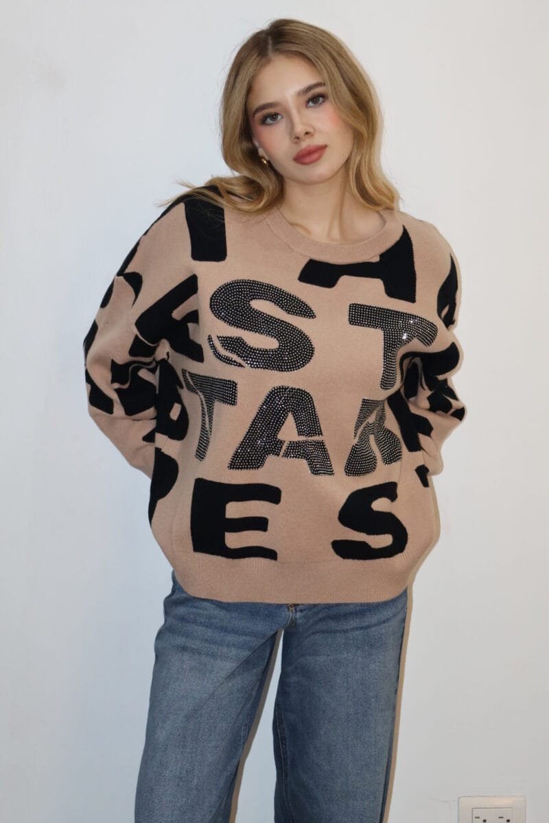 sueter cafe estampado letras