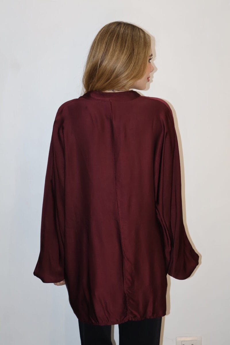 Blusa lisa manga larga guinda - Image 3