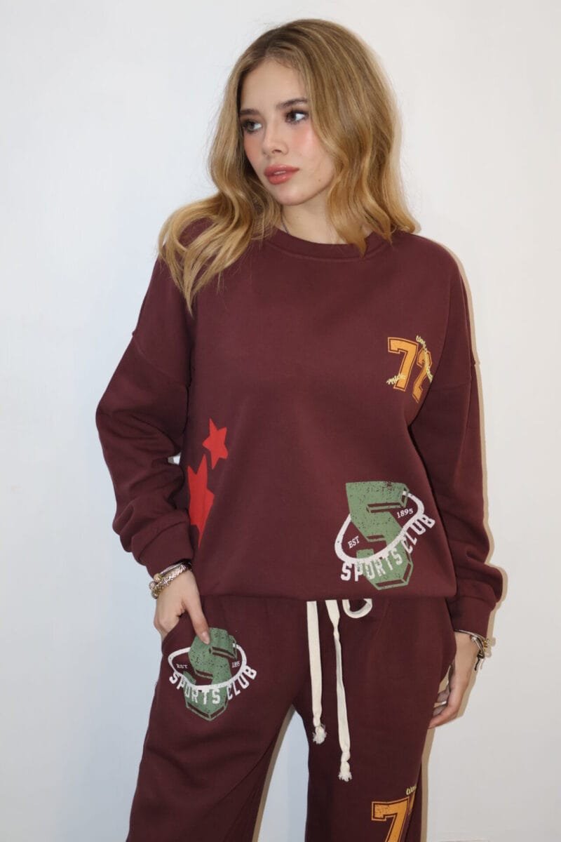 Set de pants guinda con estampado - Image 3