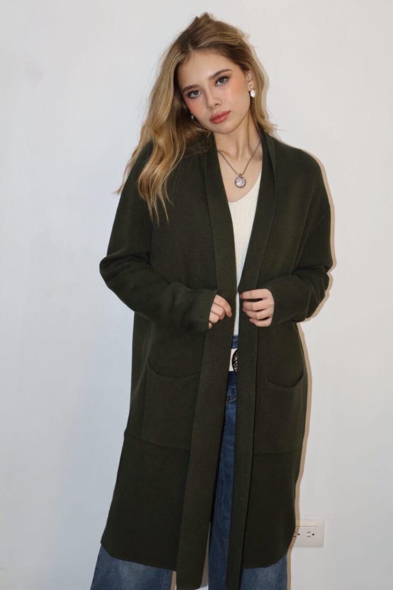 sueter liso largo manga larga verde oscuro