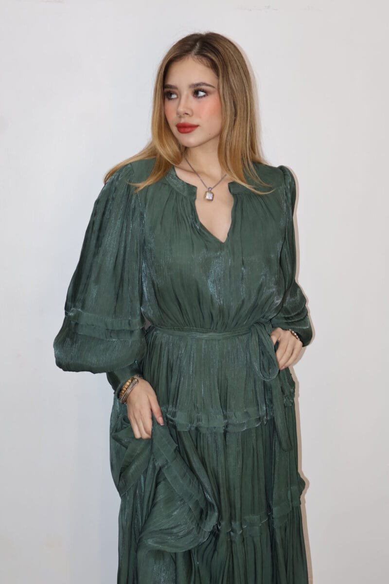 Vestido verde largo manga larga - Image 3