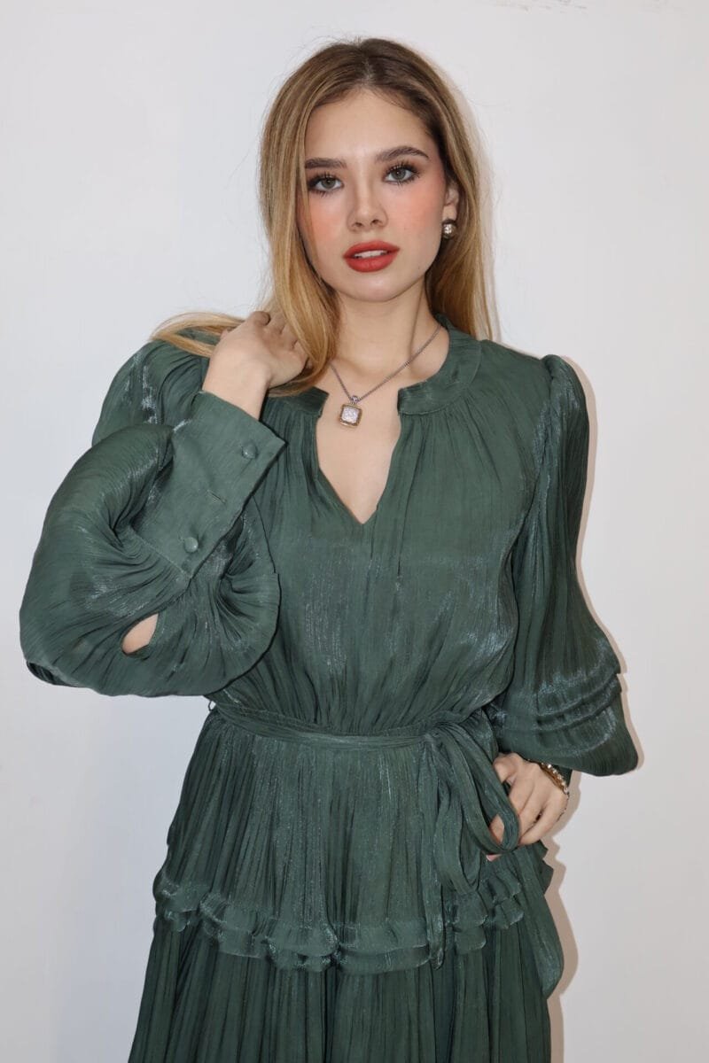 Vestido verde largo manga larga - Image 4