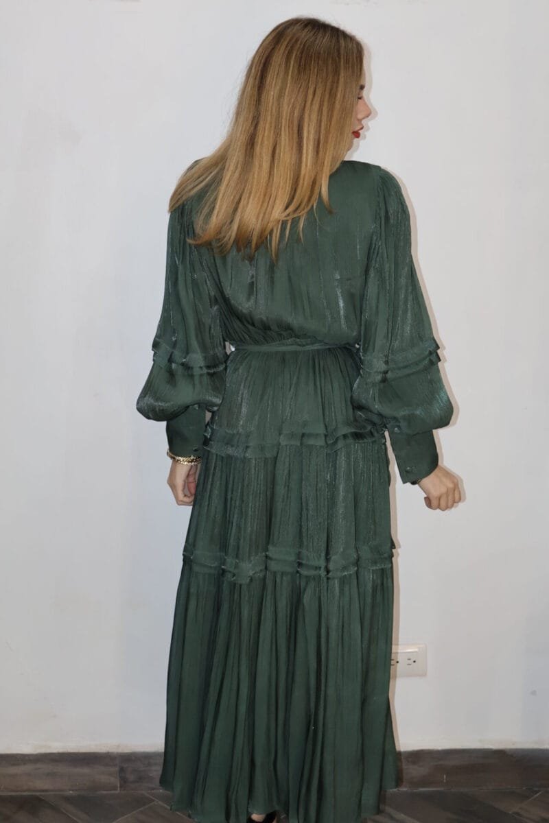 Vestido verde largo manga larga - Image 6