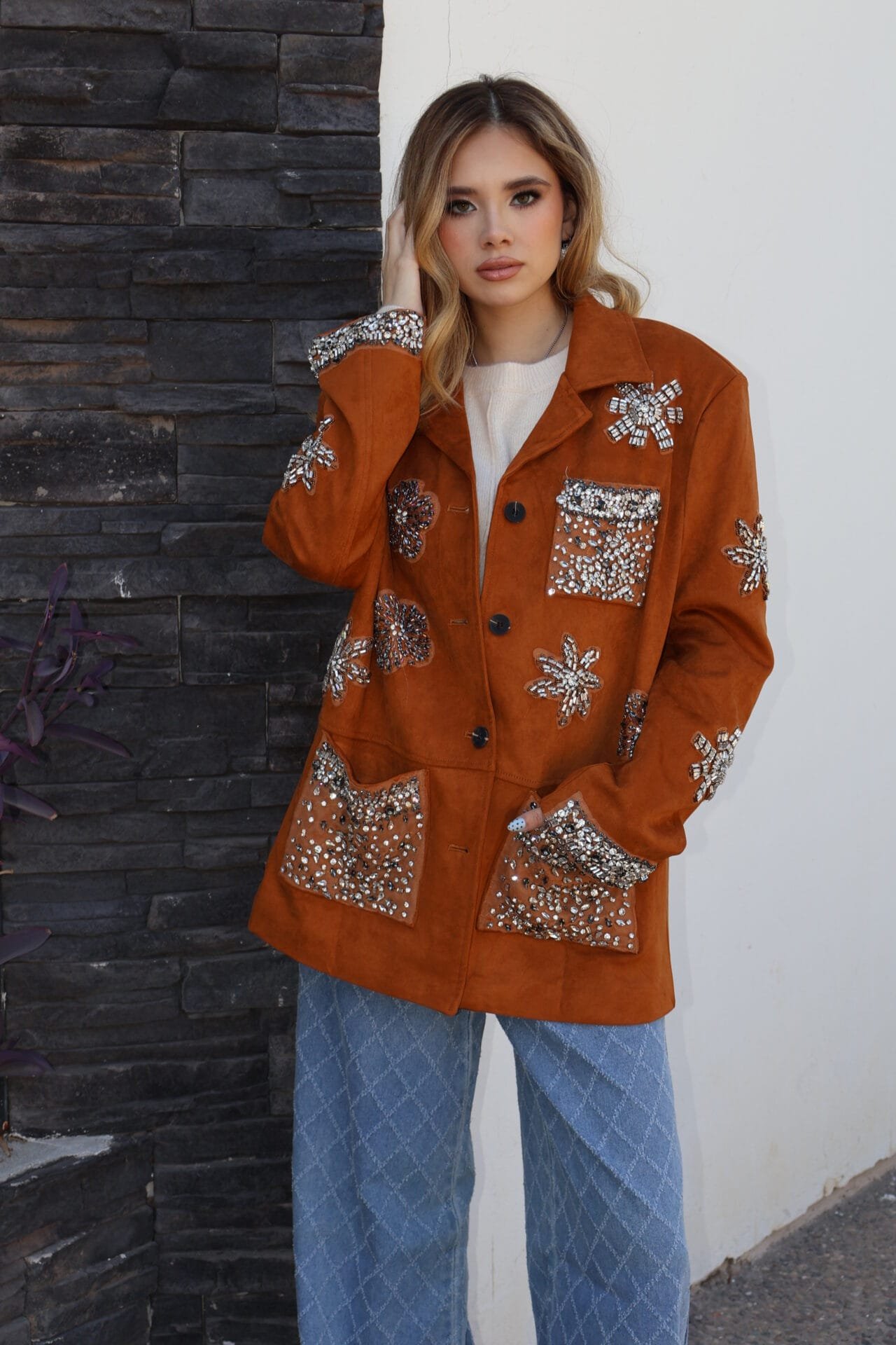 Saco Italiano café con detalles - Image 2