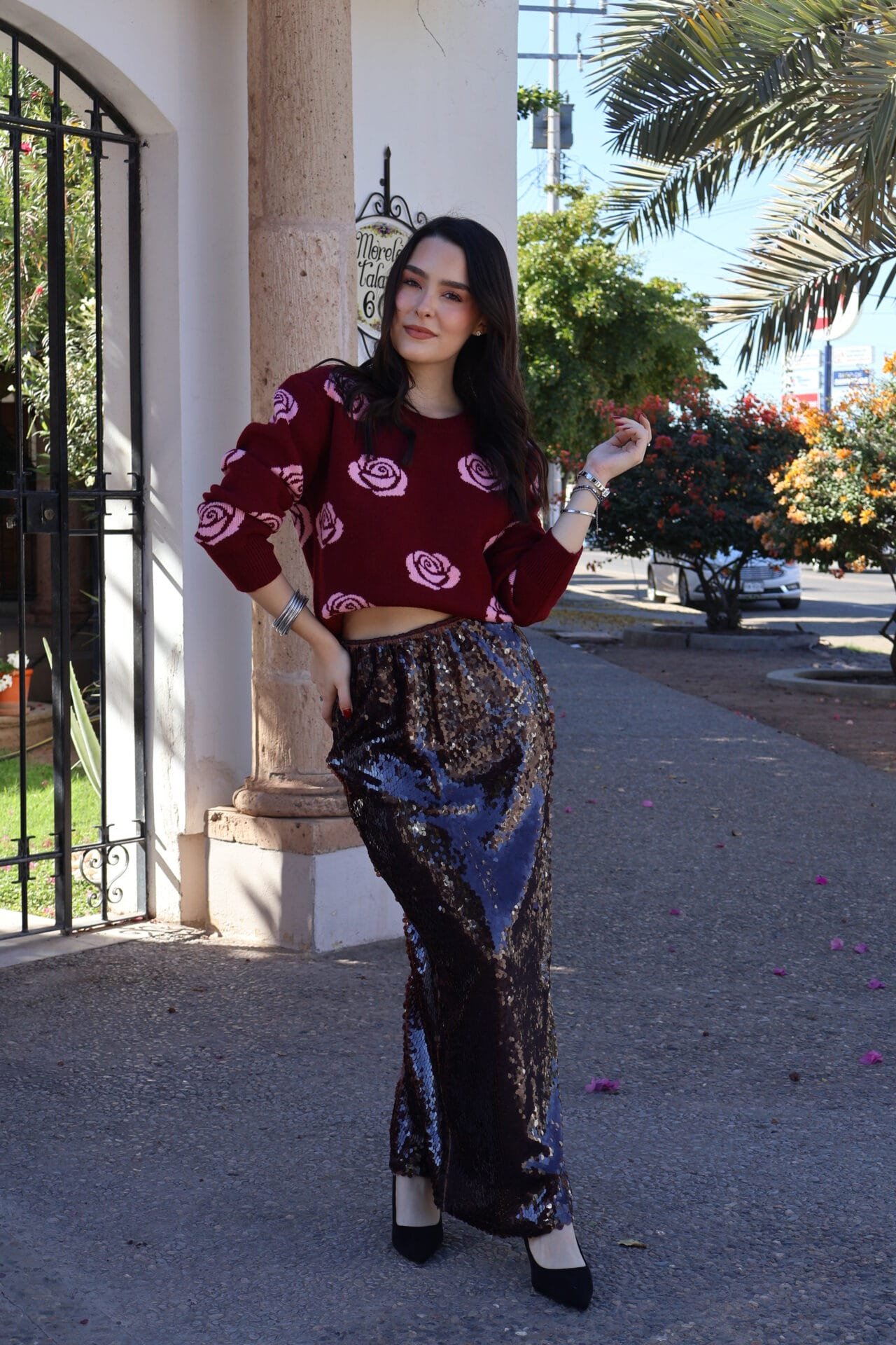 Falda de lentejuelas cafe - Image 2