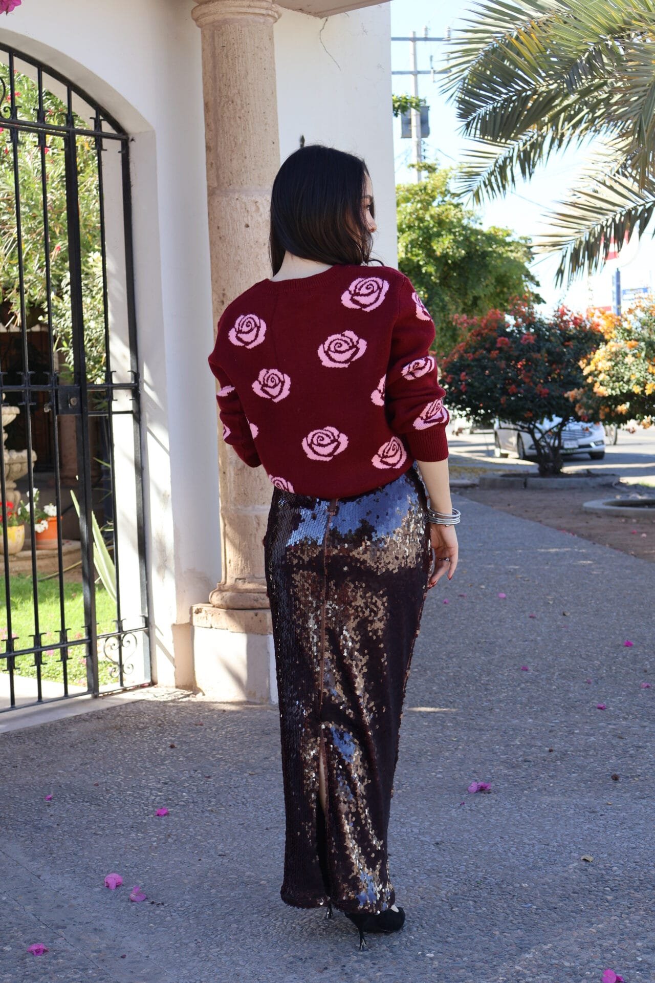 Falda de lentejuelas cafe - Image 4