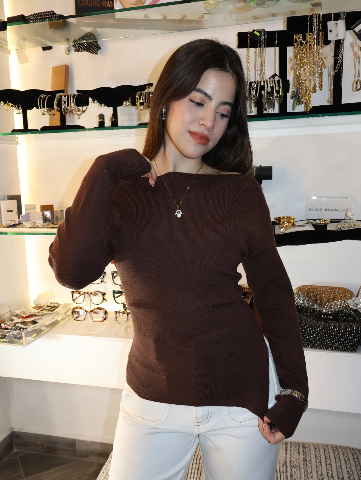 Blusa de punto café